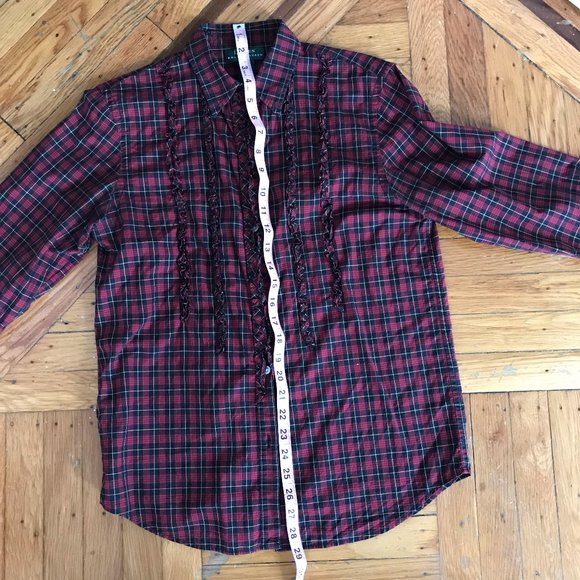 Red Ruffle Tuxedo Button Down - Picture 5 of 7